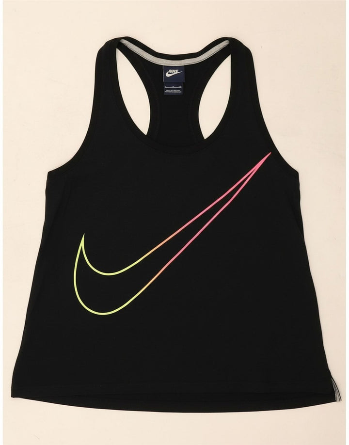 NIKE Womens Graphic Vest Top UK 10 Small Black Vintage Nike and Second-Hand Nike from Messina Hembry 