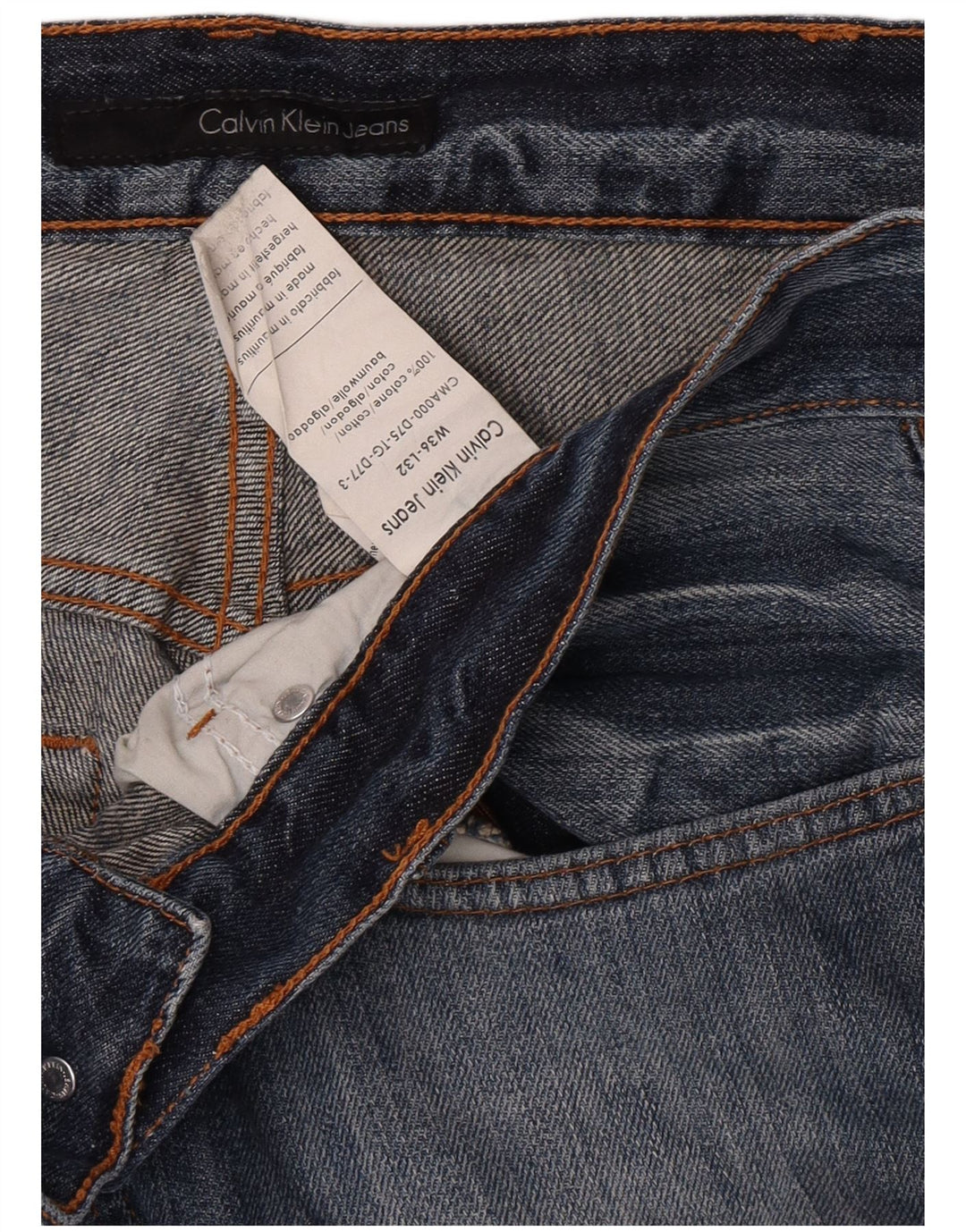 Calvin Klein Herre Straight Jeans W36 L32 Blå Bomuld