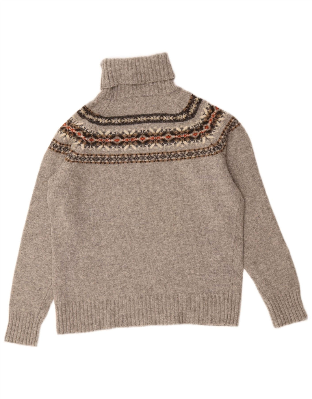 Zara Dame Rullehals Sweater UK 14 Medium Grey Fair Isle