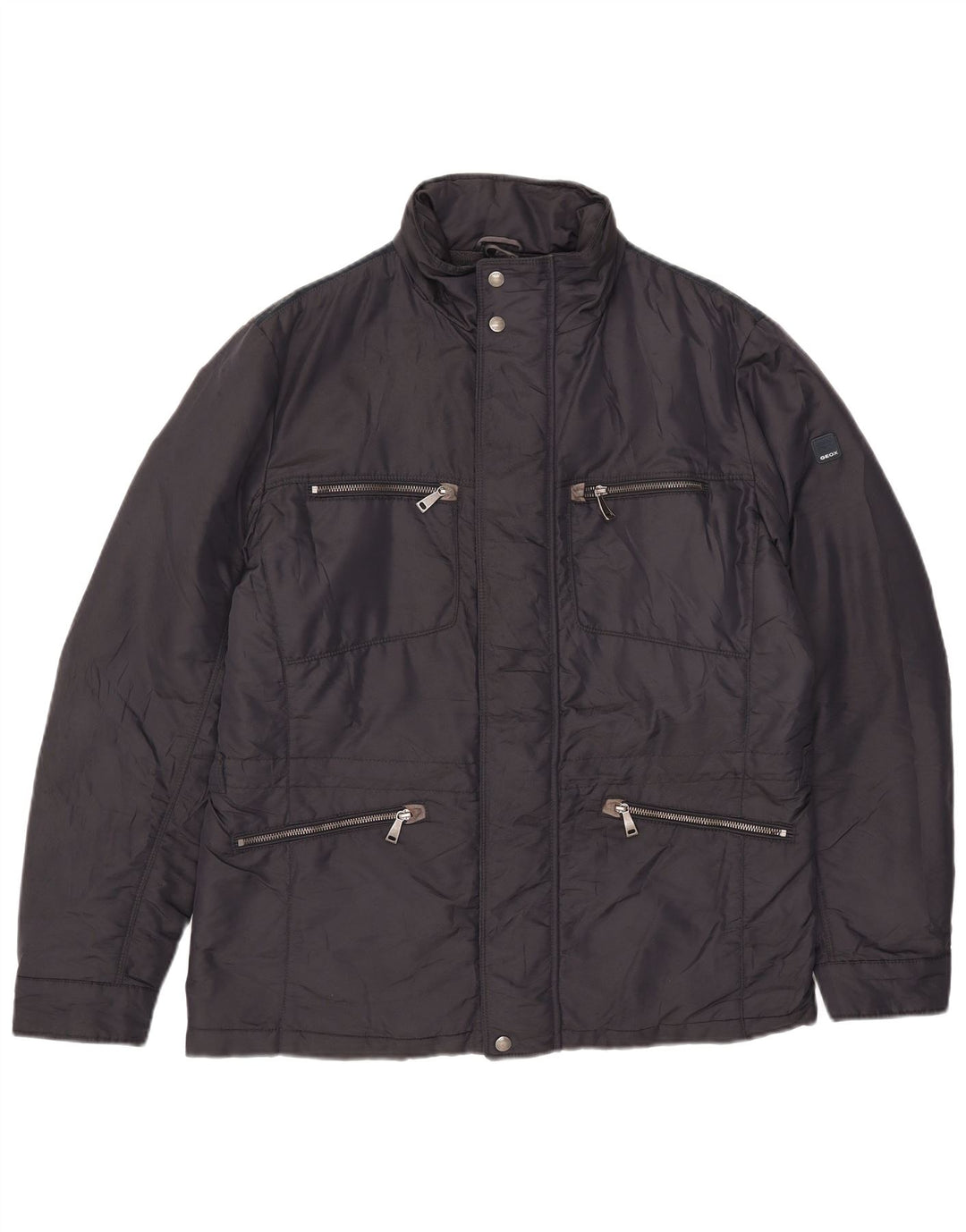 Geox Herre Hooded Utility Jacket UK 40 Large Navy Blue Polyamide