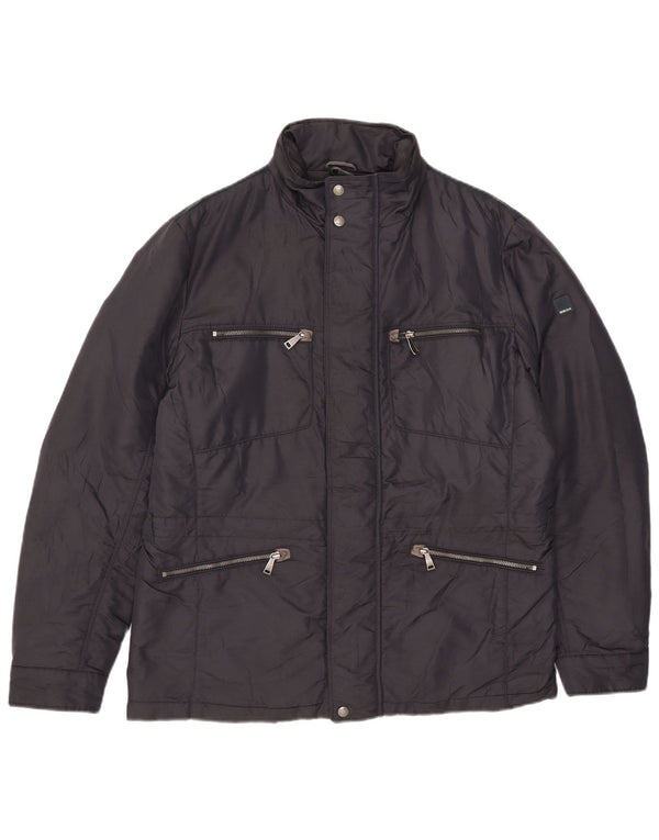 Geox Herre Hooded Utility Jacket UK 40 Large Navy Blue Polyamide