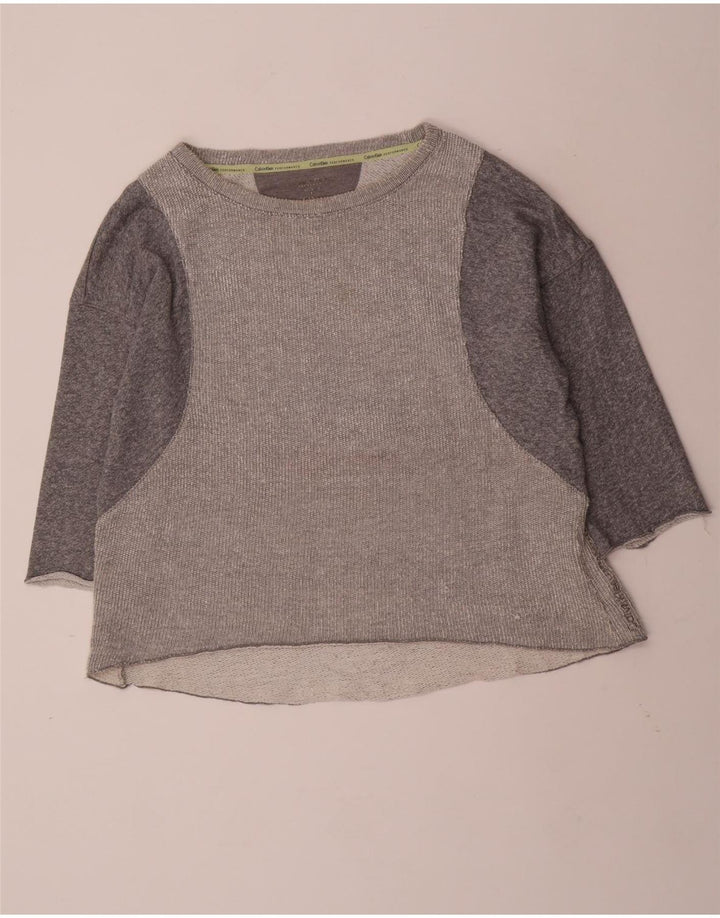 CALVIN KLEIN Womens Performance Top Langærmet UK 18 XL Grå Colourblock