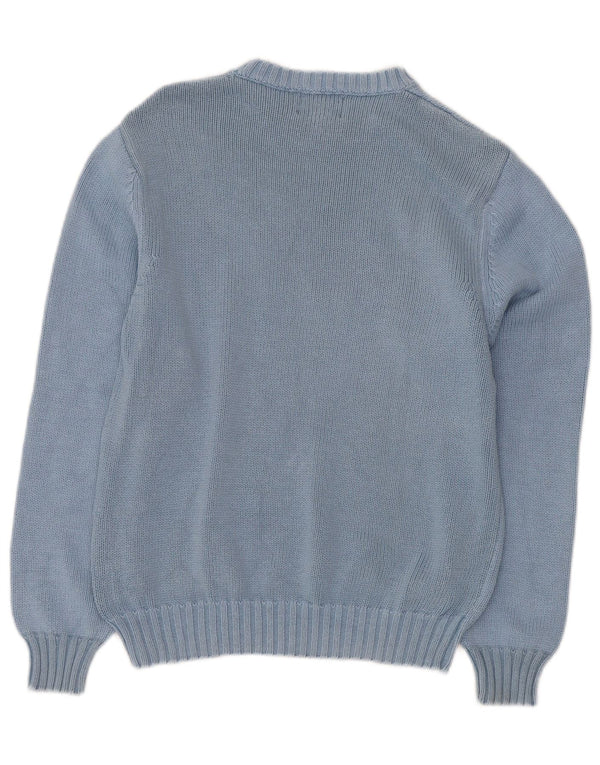 WOOLRICH Dame USA Grafisk Crew Neck Jumper Sweater UK 14 Large Blue
