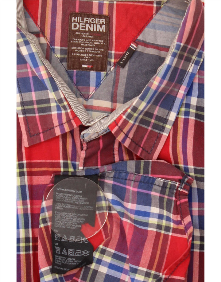 Tommy Hilfiger Herreskjorte XL Rød Plaid Bomuld