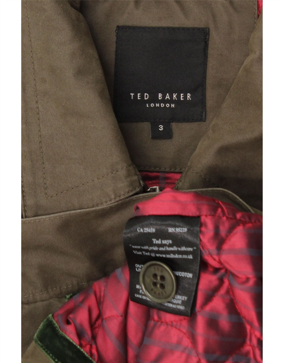 Ted Baker Bomberjakke til mænd str. 3 Medium Khaki Bomuld