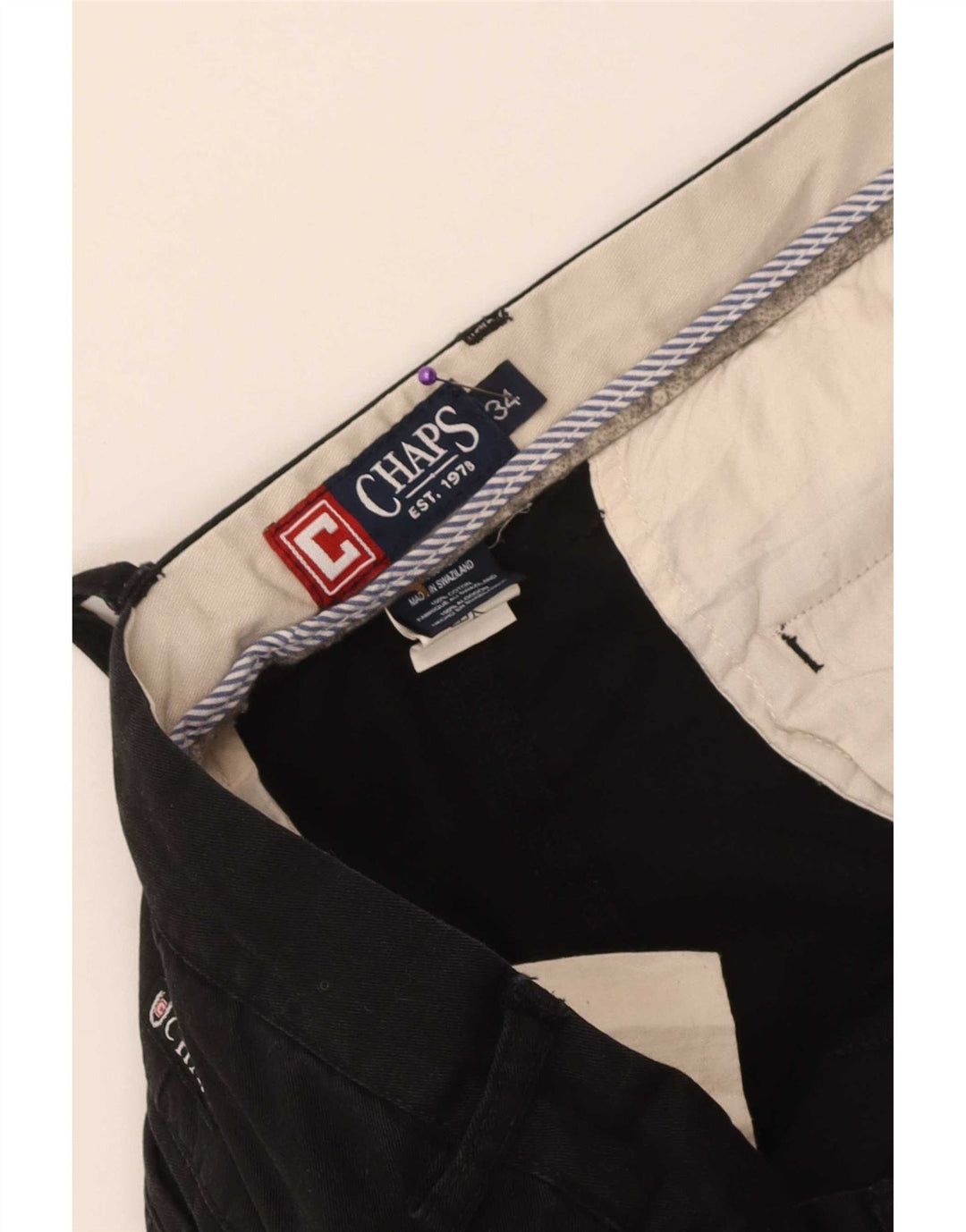 Chaps Herre Chino Shorts W34 Stor Sort Bomuld