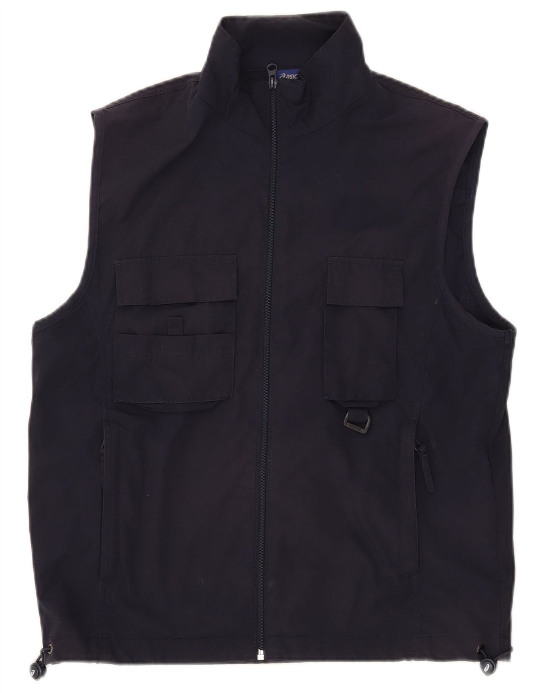 Asics Herre Graphic Utility Gilet UK 38 Medium Navy Blue Polyester
