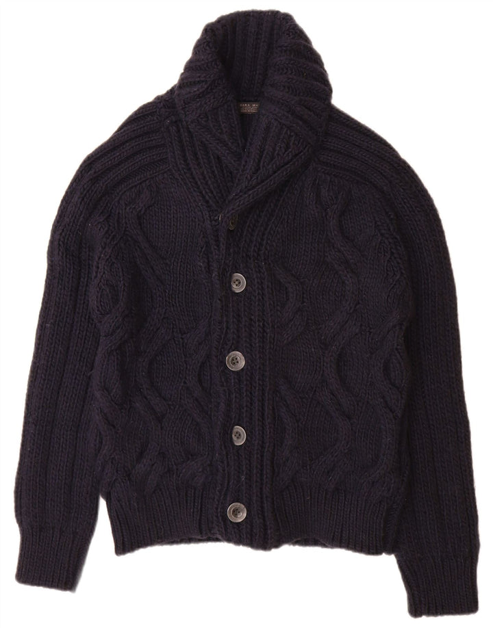 Zara Herre cardigan sweater Medium Marineblå Akryl