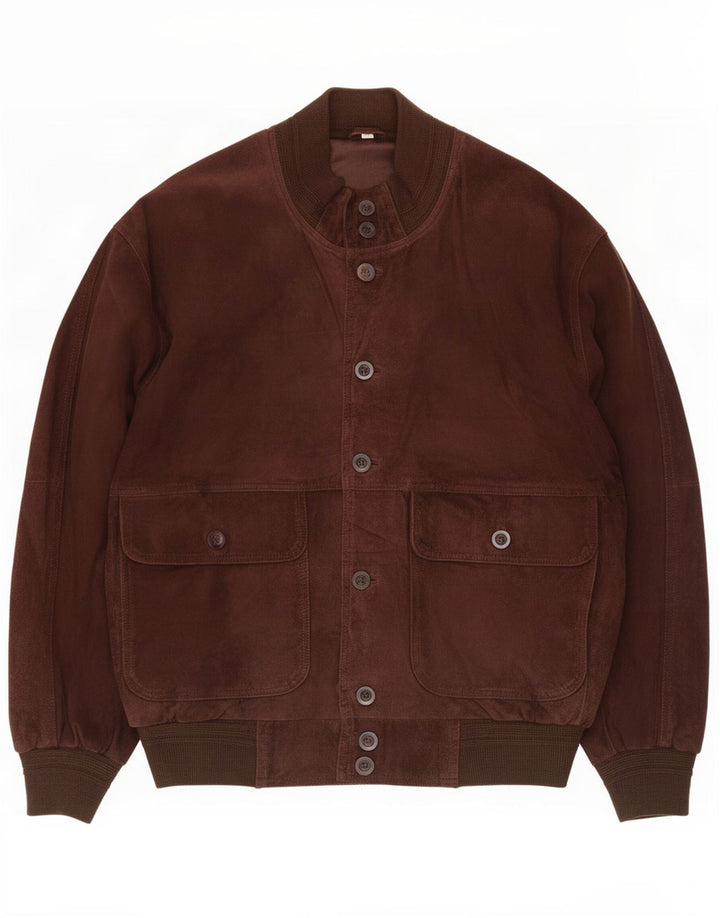 Vintage herre ruskind bomberjakke IT 48 medium brunt læder