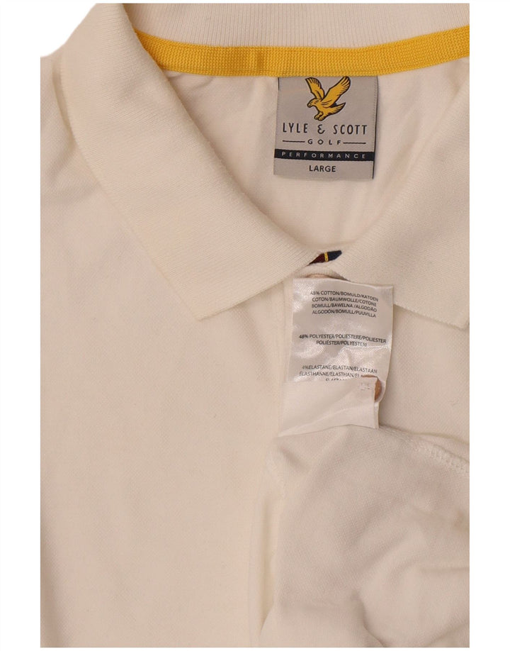 Lyle & Scott Herre grafisk poloshirt Stor hvid bomuld