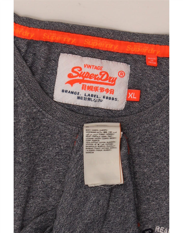 SUPERDRY Herre T-Shirt Top XL Blå Flecked Bomuld
