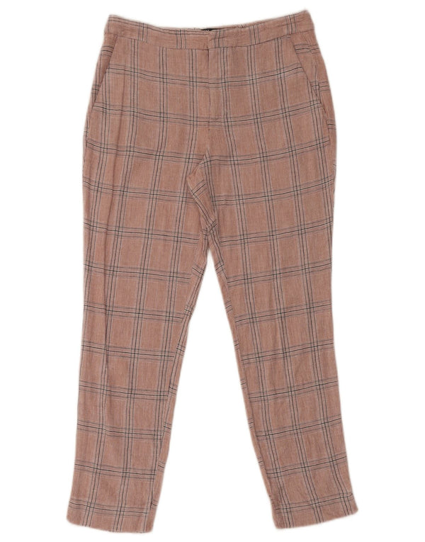 Zara Dame Slim Cropped Trousers EU 34 2XS W24 L24 Pink ternet viskose
