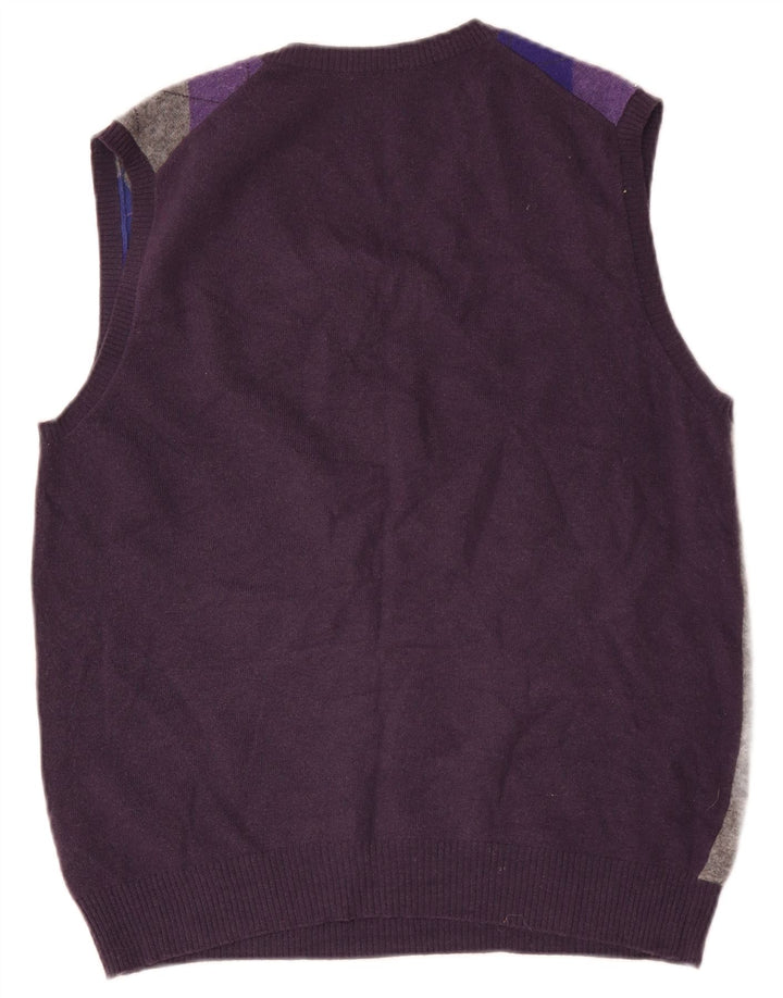Benetton Herrevest Tank Top Medium Navy Blue Argyle/Diamond