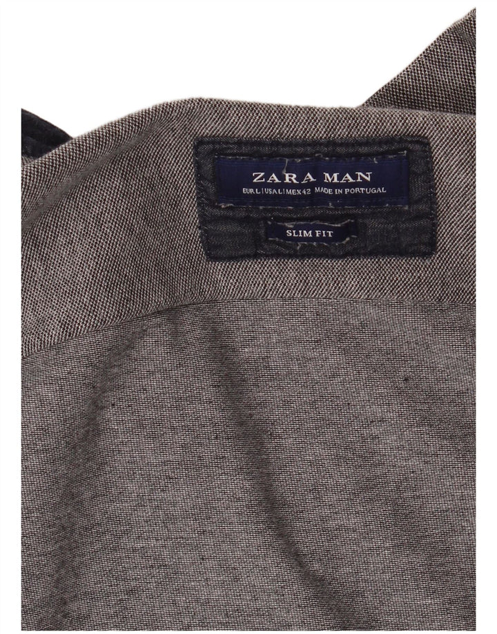 Zara Kortærmet Slim Fit-skjorte til mænd, stor grå