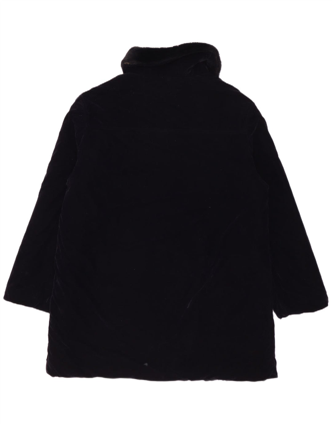 Jaeger Dame Velour Overfrakke UK 14 Medium Navy Blue Polyester