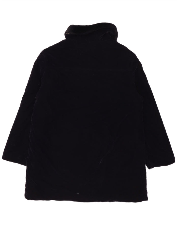 Jaeger Dame Velour Overfrakke UK 14 Medium Navy Blue Polyester