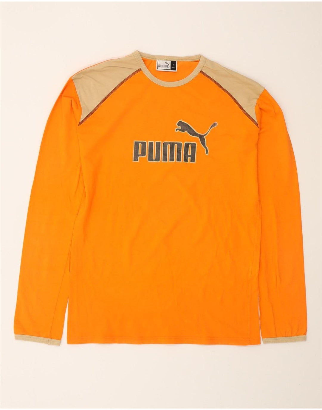 PUMA Grafisk Top Langærmet Herre Stor Orange Colourblock Bomuld