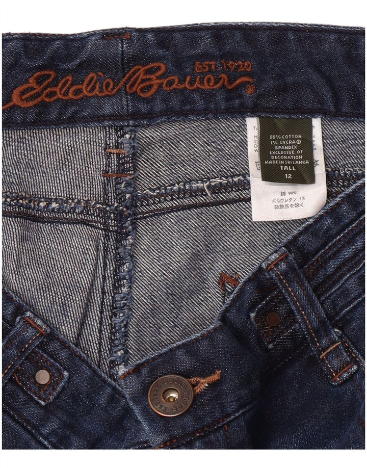 EDDIE BAUER Dame høje Capri Jeans US 12 Large W34 L23 Marineblå Bomuld