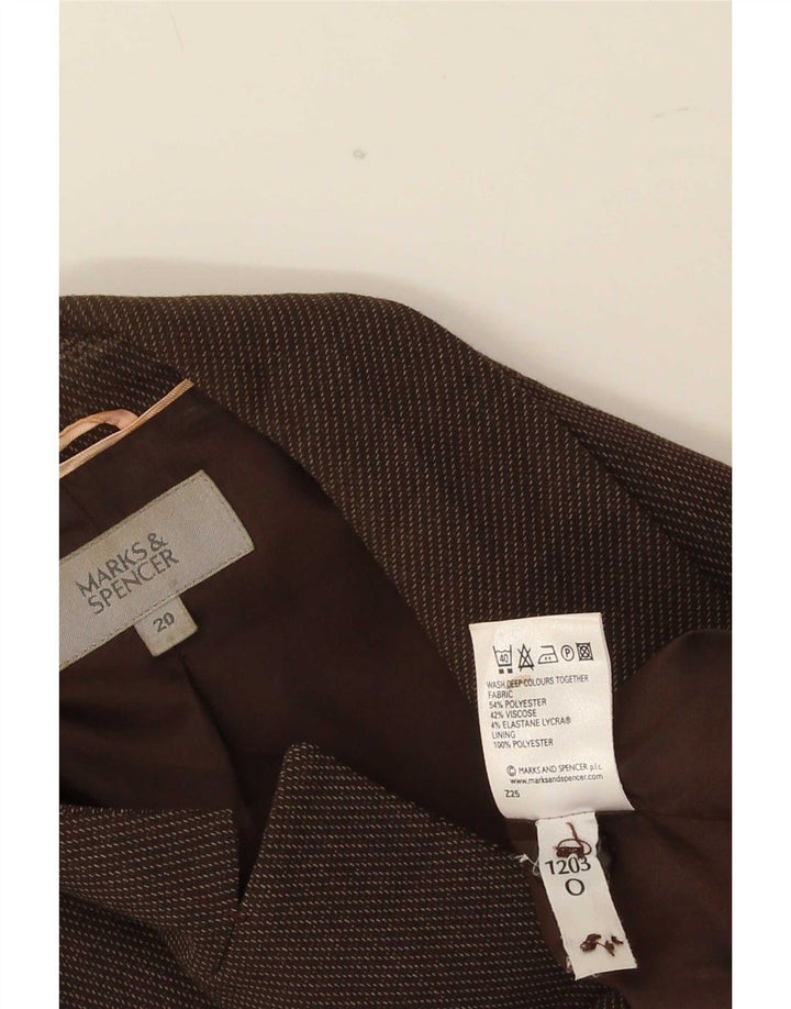 Marks & Spencer Dame 1 Knap Blazer Jakke UK 20 2XL Brun Polyester