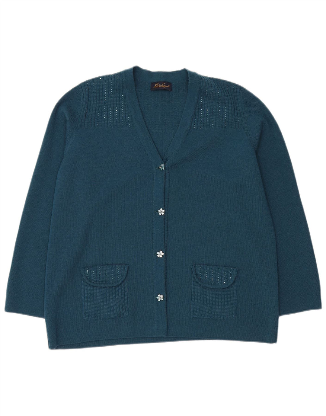 Luisa Spagnoli Dame Cardigan Sweater UK 18 XL Blå Uld