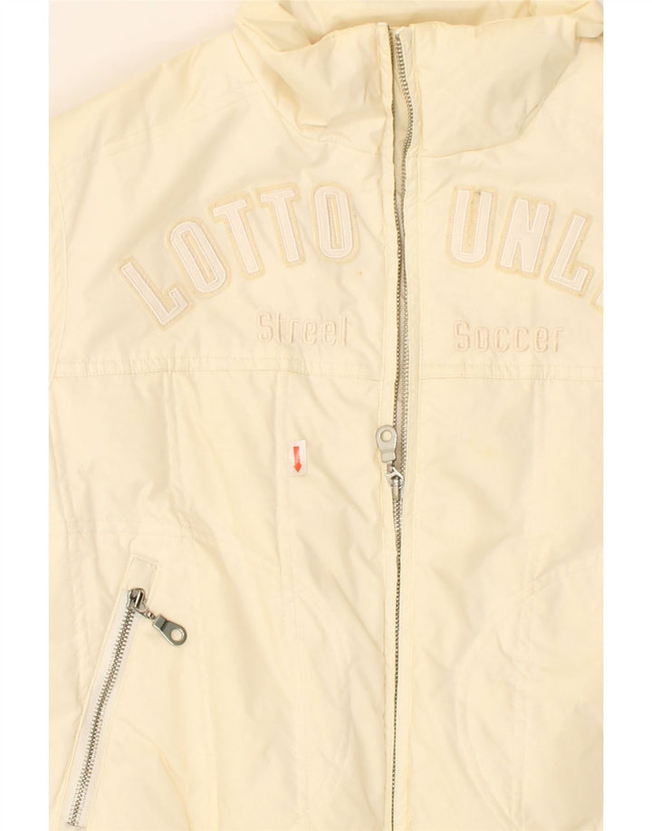 LOTTO Womens Graphic Padded Jacket UK 6 XS Off White Vintage Lotto and Second-Hand Lotto from Messina Hembry 