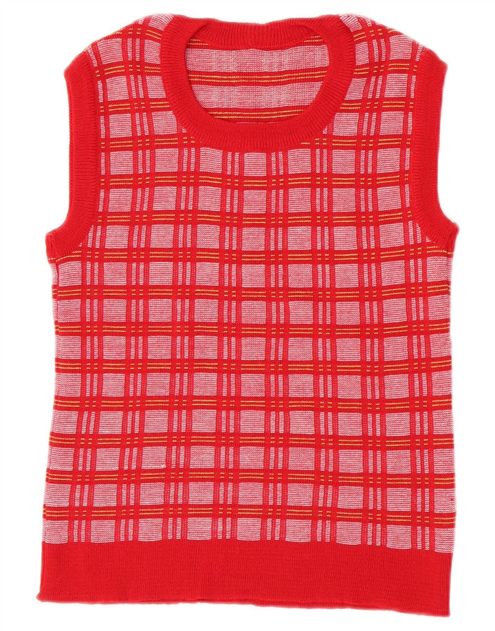 Vintage Dame Vest Tank Top IT 46 Stor rød ternet