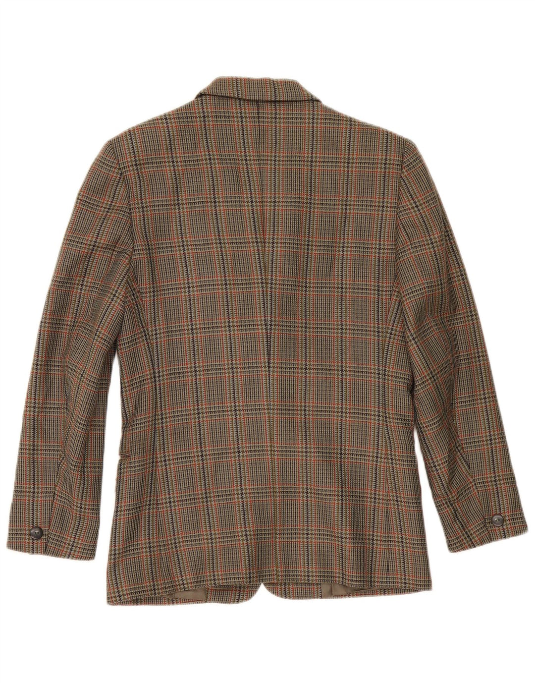 Vintage dame 2-knaps blazerjakke IT 42 Medium Green Houndstooth Uld