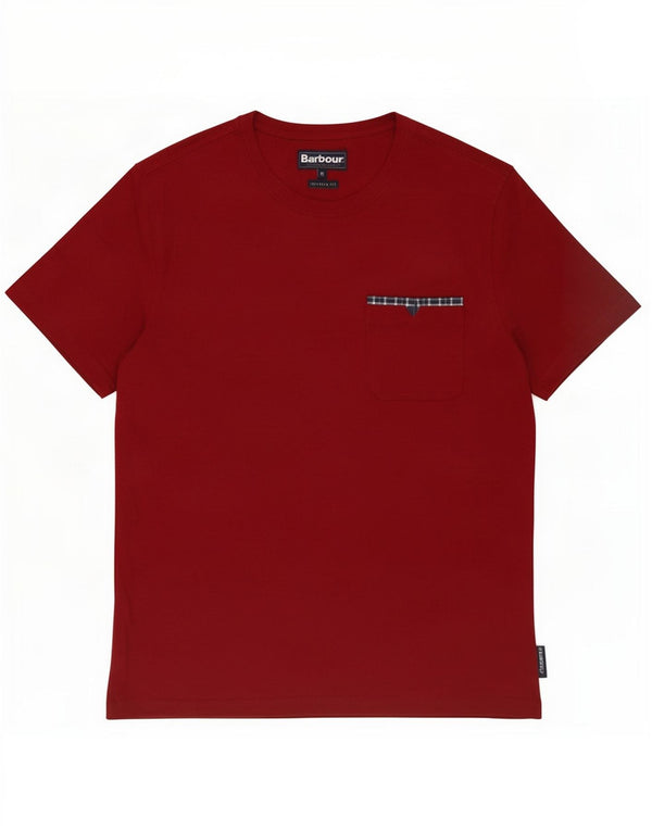 Barbour herre skræddersyet pasform T-shirt top medium Bourgogne bomuld