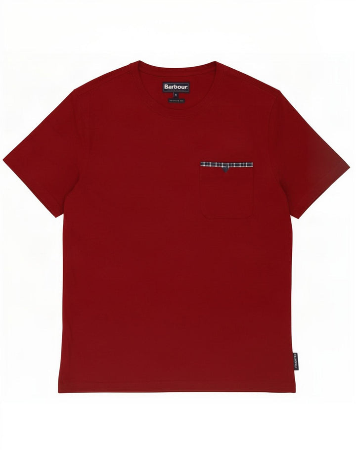 Barbour herre skræddersyet pasform T-shirt top medium Bourgogne bomuld