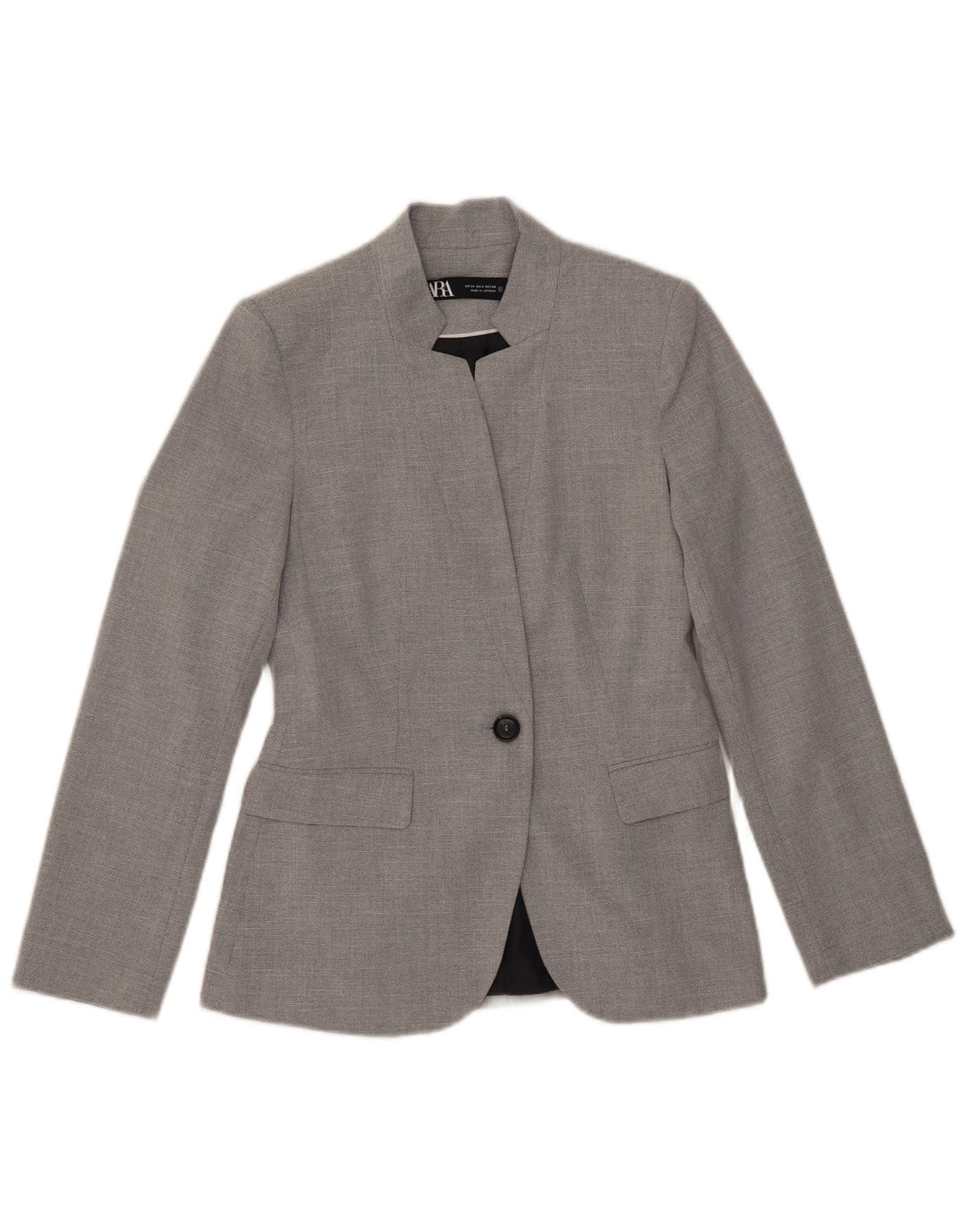 Zara Dame 1 Knap Blazer Jakke EU 34 2XS Grå Polyester