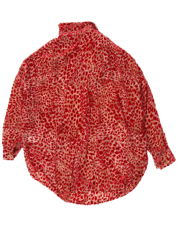 French Connection Dame Oversized skjortebluse UK 6 XS Red Animal Print