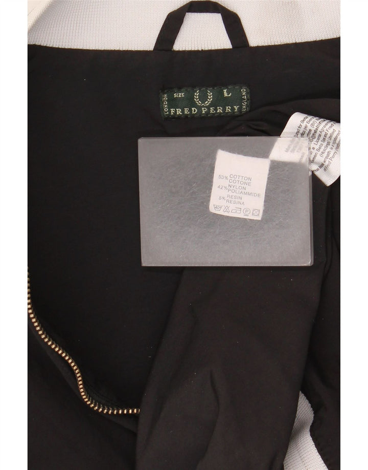 Fred Perry Womens træningsdragt topjakke UK 16 Large Black Colourblock Bomuld