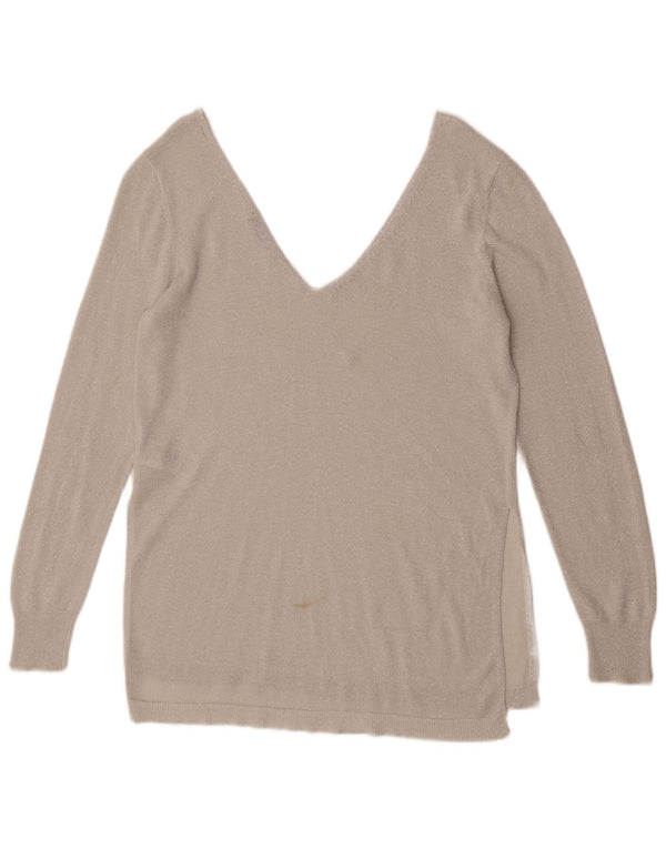 Oasis Dame Top Langærmet UK 16 Large Grå Flecked Viscose