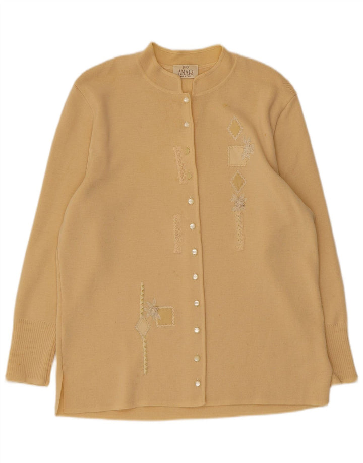 Vintage dame cardigan sweater UK 16 Stor beige uld