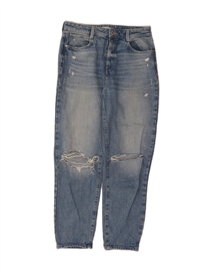 ZARA Womens High Rise Distressed Tapered Jeans EU 40 Medium W30 L28 Blue Vintage Zara and Second-Hand Zara from Messina Hembry 