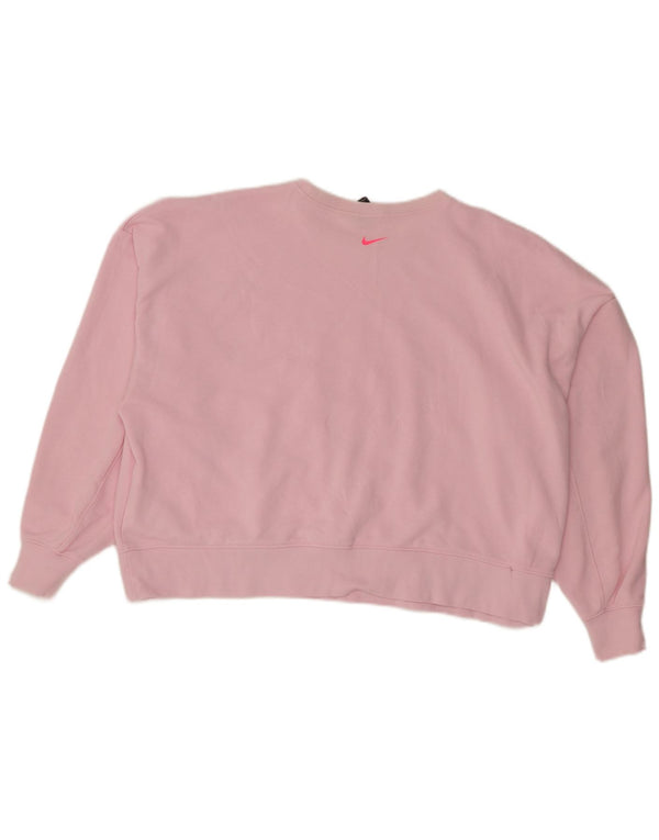Nike Womens Oversized Crop Graphic Sweatshirt Jumper UK 18 XL Pink Bomuld