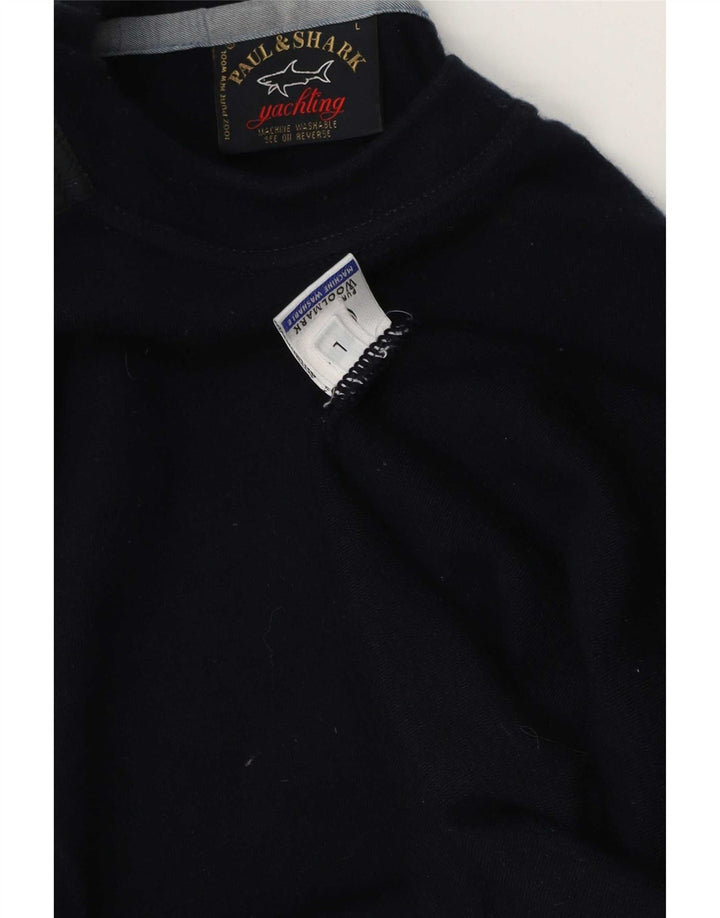 Paul & Shark Herre sweater med rund hals, stor marineblå farveblok