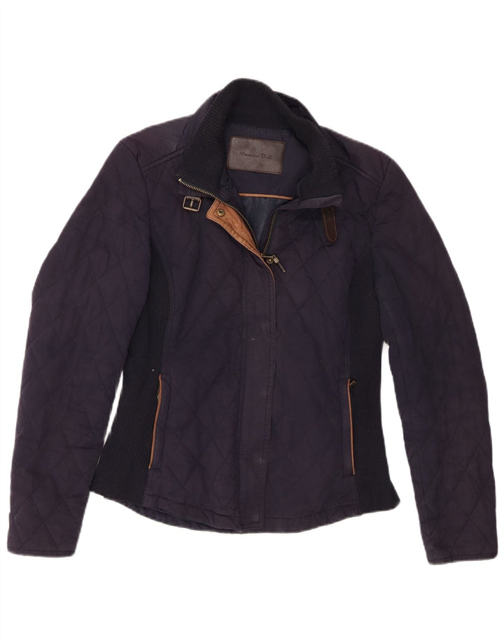 Massimo Dutti Quiltet jakke til kvinder EU 38 Medium Navy Blue Colourblock