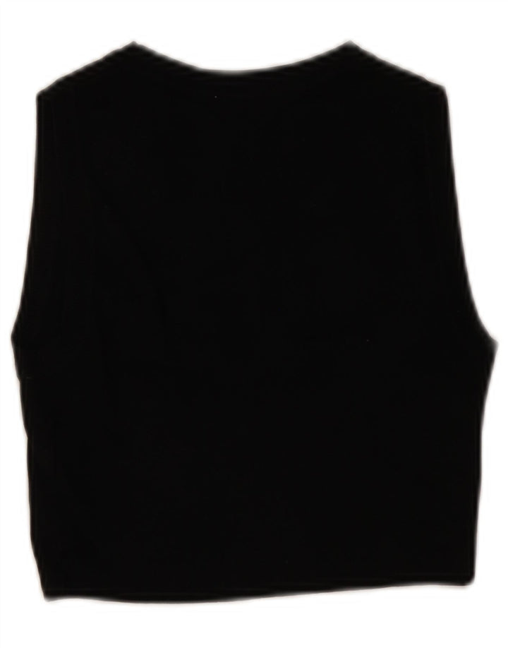 Zara Womens Crop Vest Top UK 12 Medium Black Viscose