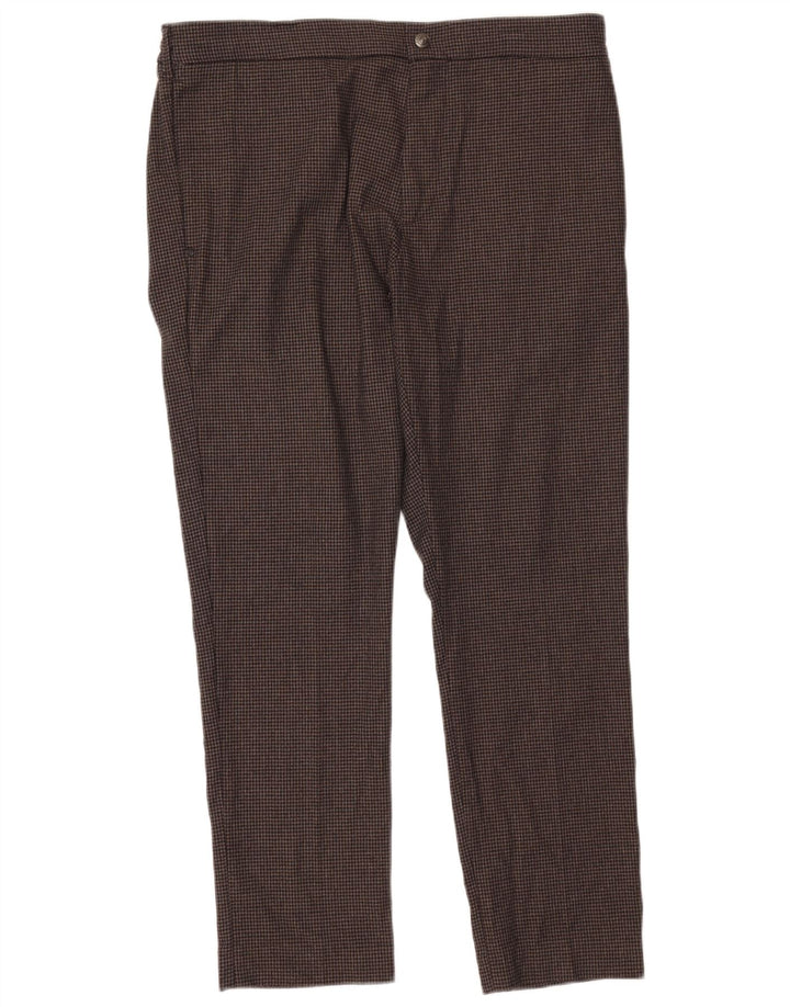 Replay Straight Chino-bukser til mænd W36 L30 Brown Houndstooth Polyester