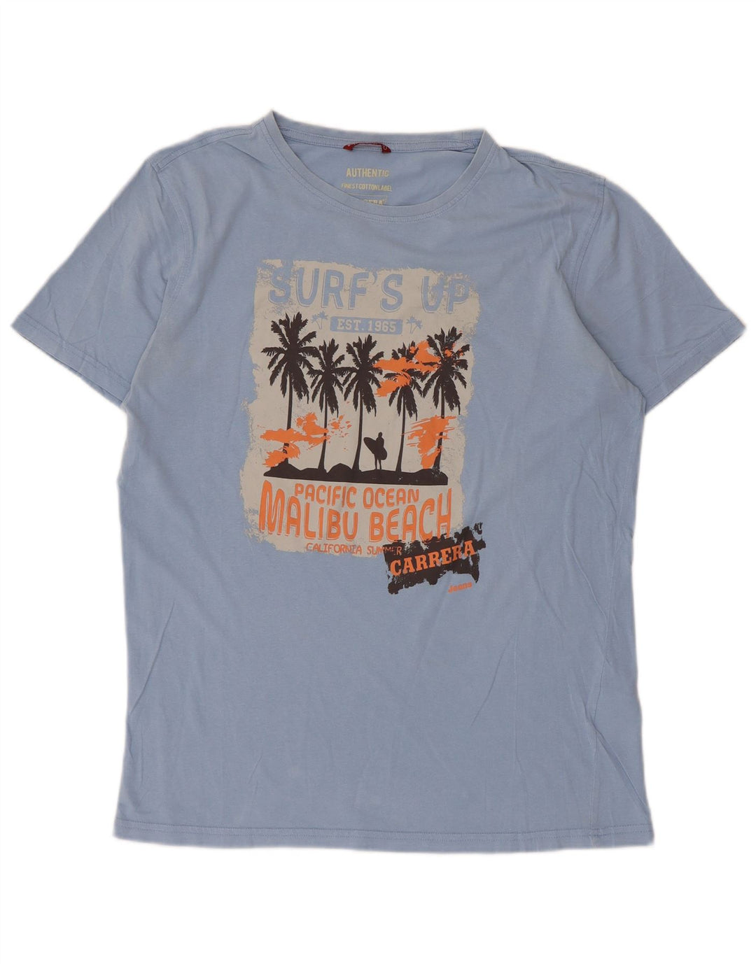 Carrera Herre Grafisk T-Shirt Top Stor Blå Bomuld