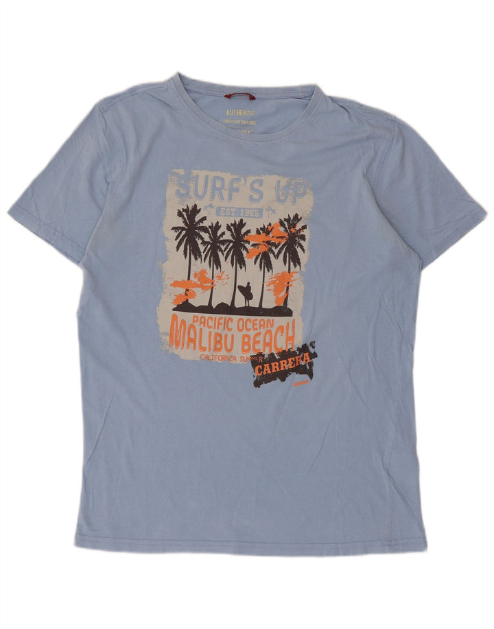 Carrera Herre Grafisk T-Shirt Top Stor Blå Bomuld