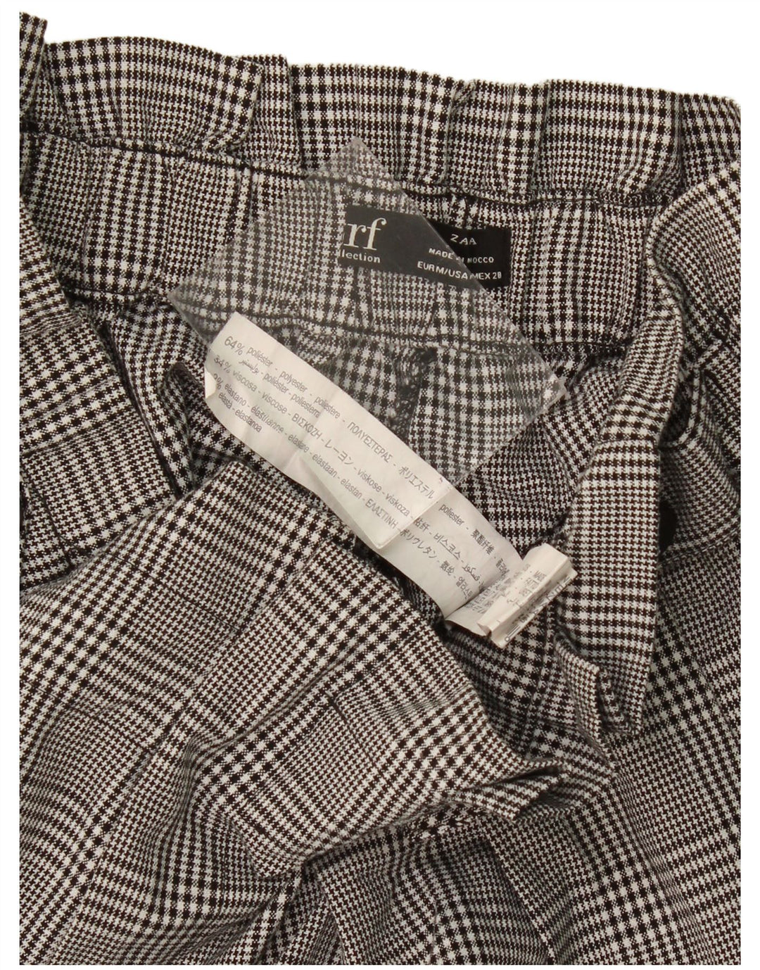 Zara kvinders højtaljede fritidsshorts Medium W28 sort ternet polyester