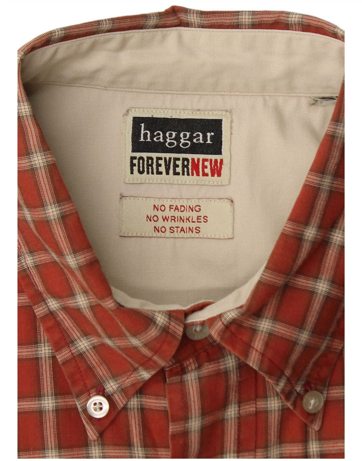 HAGGAR Mens Shirt Large Red Check