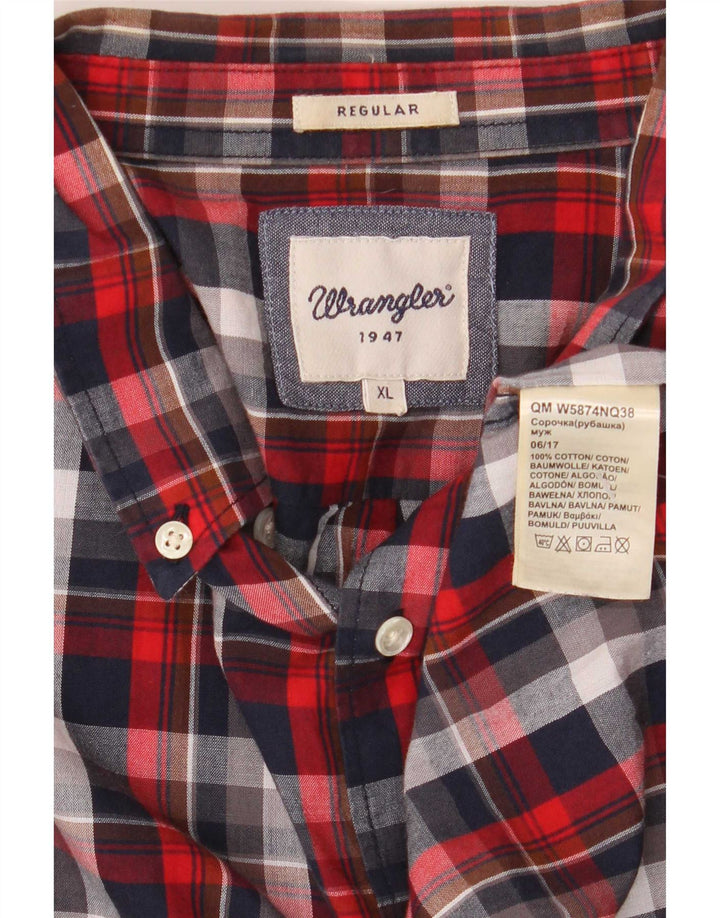 Wrangler Herre Flanelskjorte XL Rød Plaid Bomuld