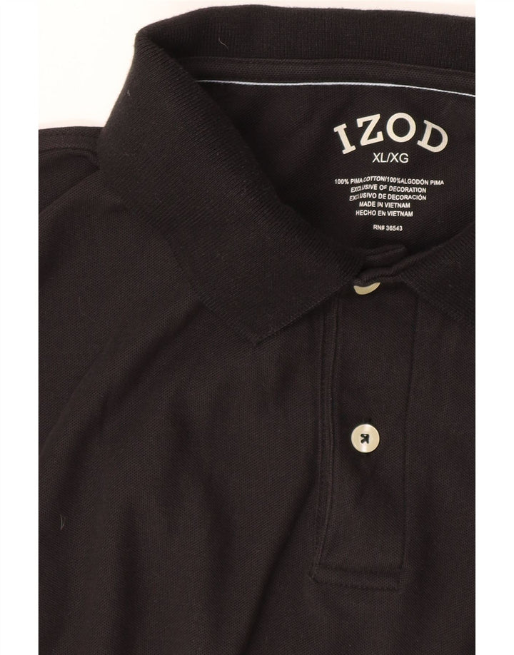 Izod Mens Polo Shirt XL Black Cotton