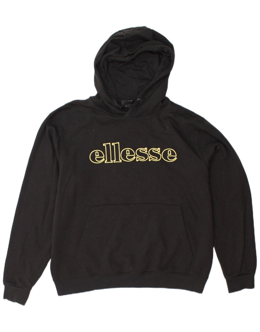 ELLESSE Mens Graphic Hoodie Jumper Large Black Cotton