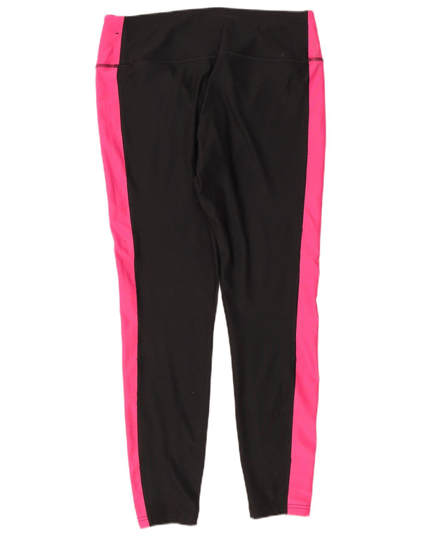 Nike Dame Dri Fit Leggings UK 14 Large Black Colourblock Polyester