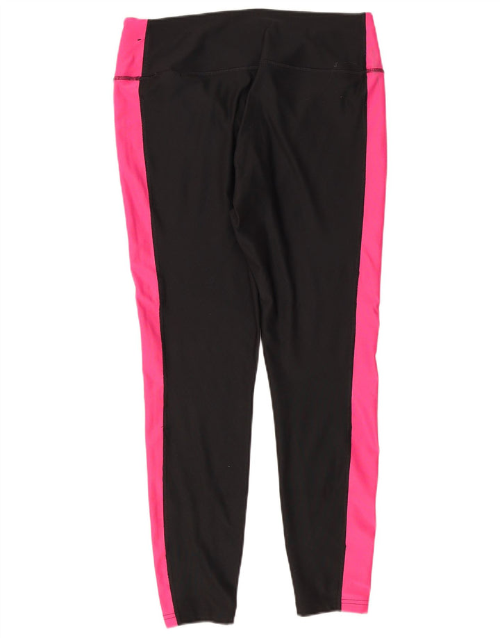 Nike Dame Dri Fit Leggings UK 14 Large Black Colourblock Polyester
