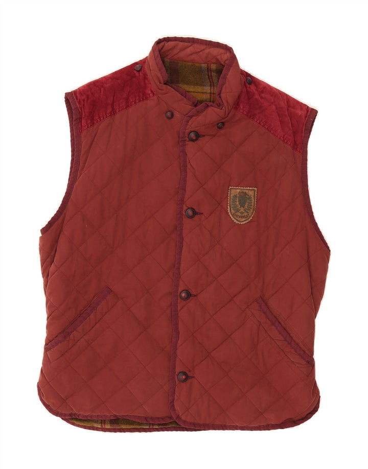 VINTAGE Mens Quilted Jacket UK 38 Medium Red Cotton Vintage Vintage and Second-Hand Vintage from Messina Hembry 